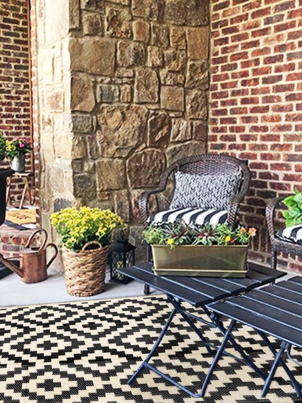 Waterproof Outdoor Rug 5x8 ft, Plastic Reversible Rug, Modern Area Rug, Large - Picture 5 of 8